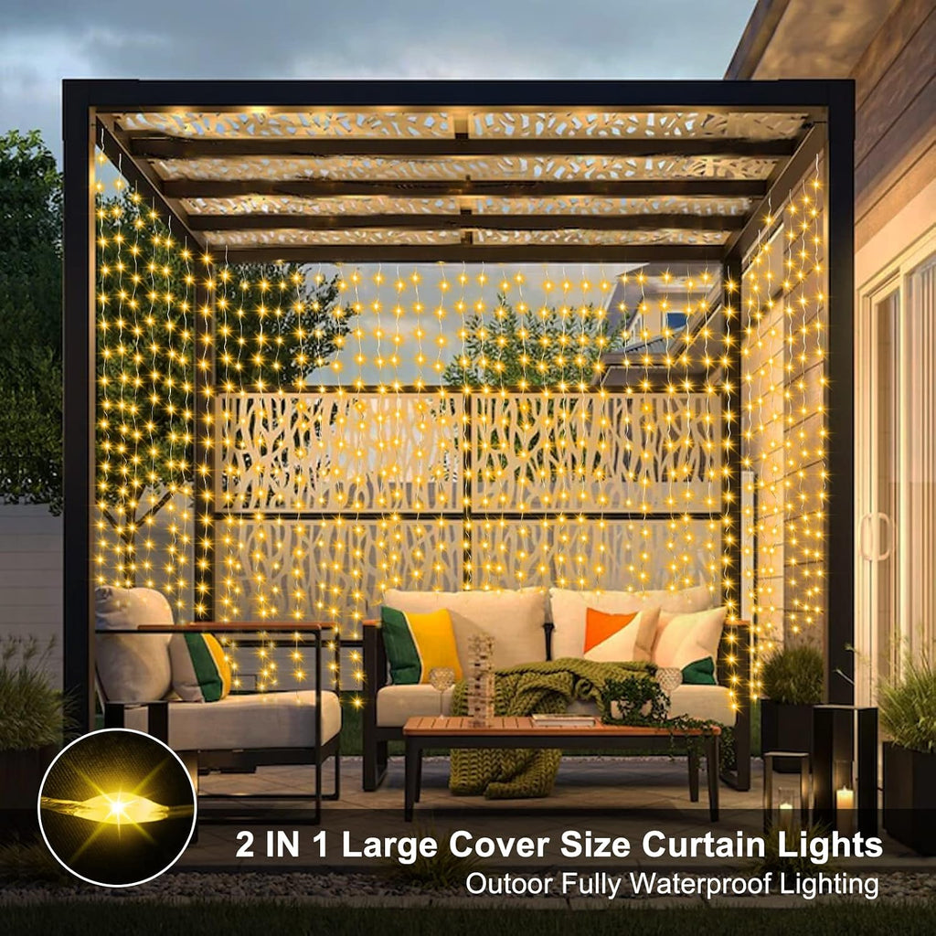 Curtain Lights Battery Operated 6.6 x 6.6Ft Warm White & Multicolor