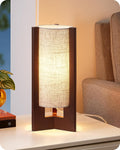 EDISHINE Wood Table Lamp, 13.5" Small Bedside Lamp, Rosewood, E26 Base