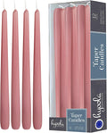 Hyoola 12 Pack Tall Taper Candles - 12 Inch Rose Pink Dripless, Unscented Dinner Candle - Paraffin Wax with Cotton Wicks - 10 Hour Burn Time