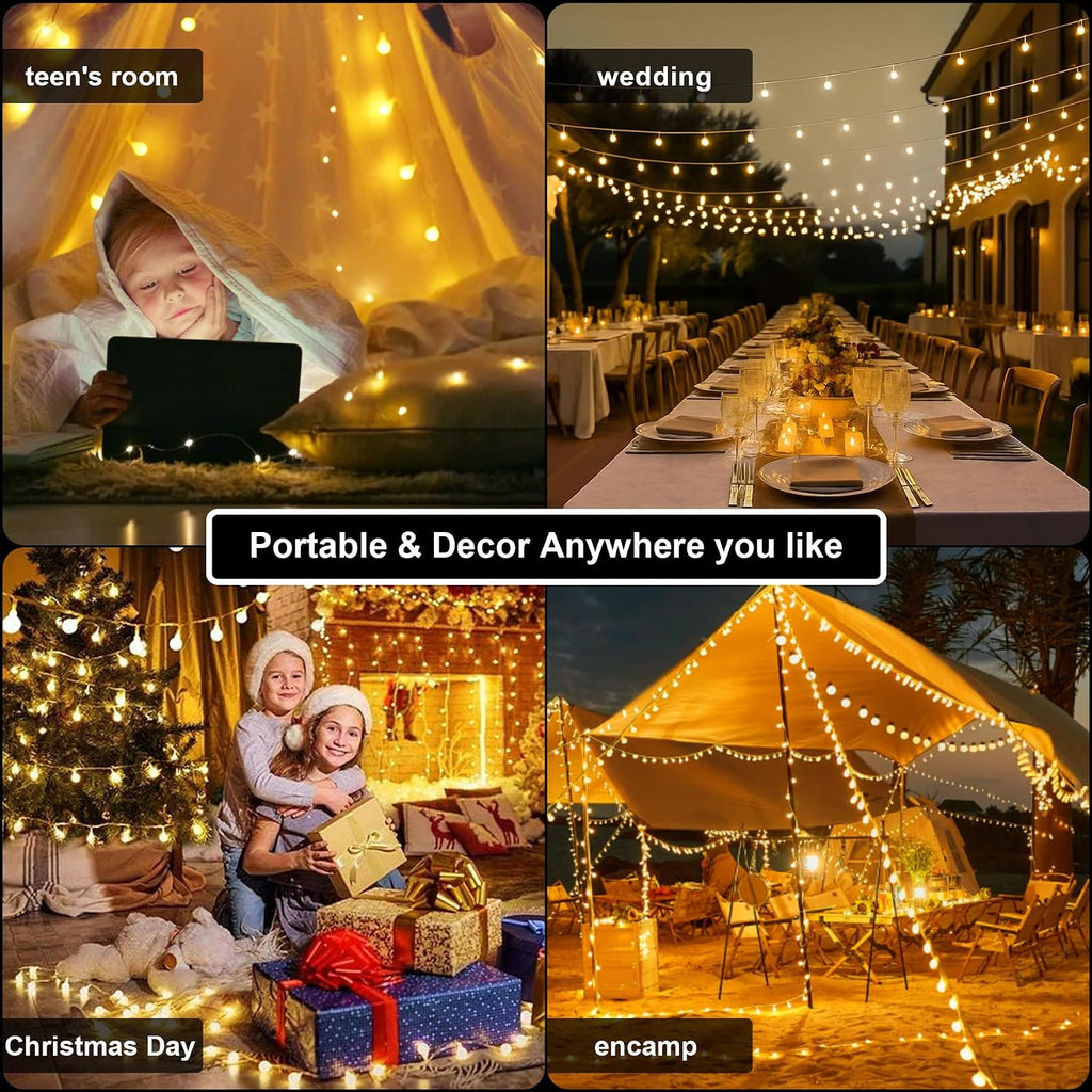 120LED Fairy Lights Plug in, 39ft Warm White Globe String Lights Indoor