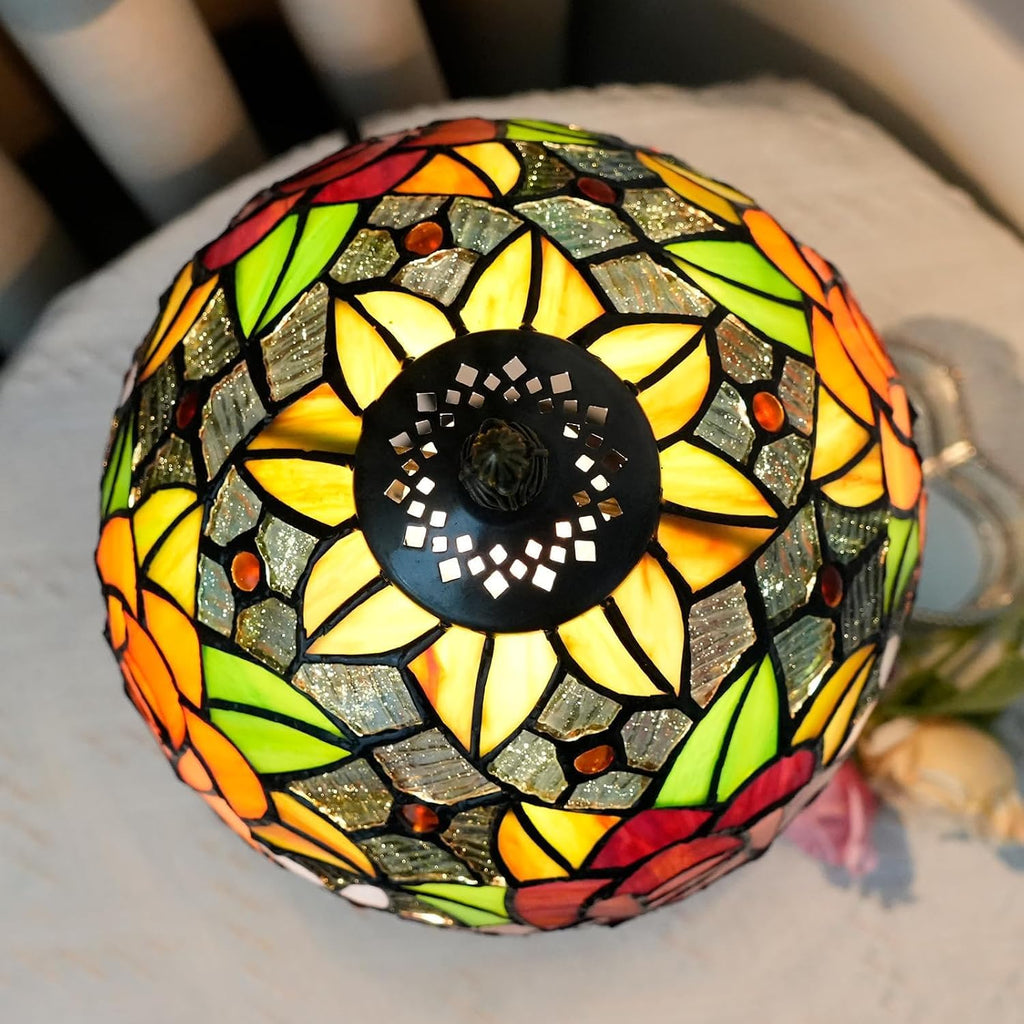 Tiffany Lamp Stained Glass Table Lamp Rose Flower Small Bedside Lamp Living Room Dining Room Office Decoration Desk Lamp Home Decoration Creative Gift