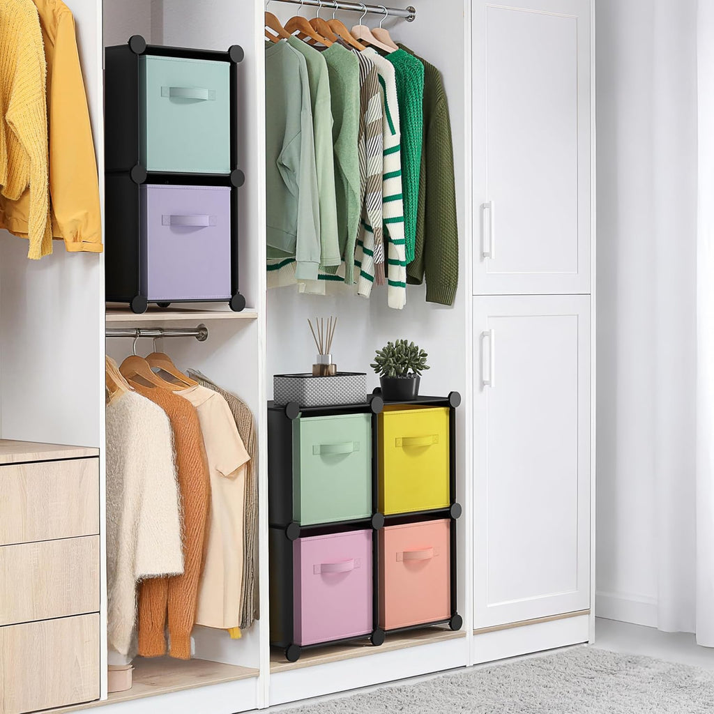 Sorbus 6 Cube Storage Organizer with 6 Fabric Bins (Black)