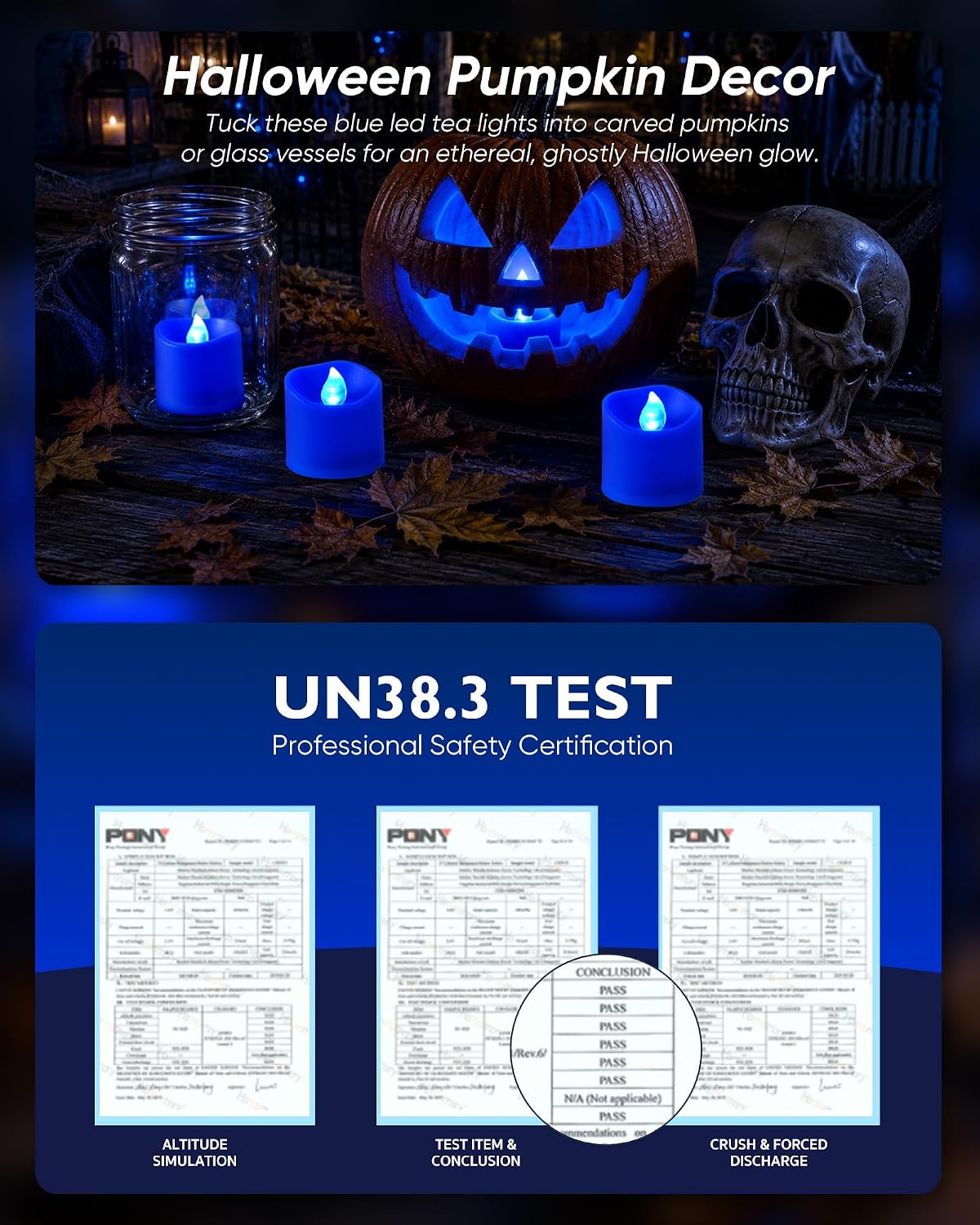 Homemory Blue Flameless LED Votive Tealight Candles & Timer Remote, 24Pack