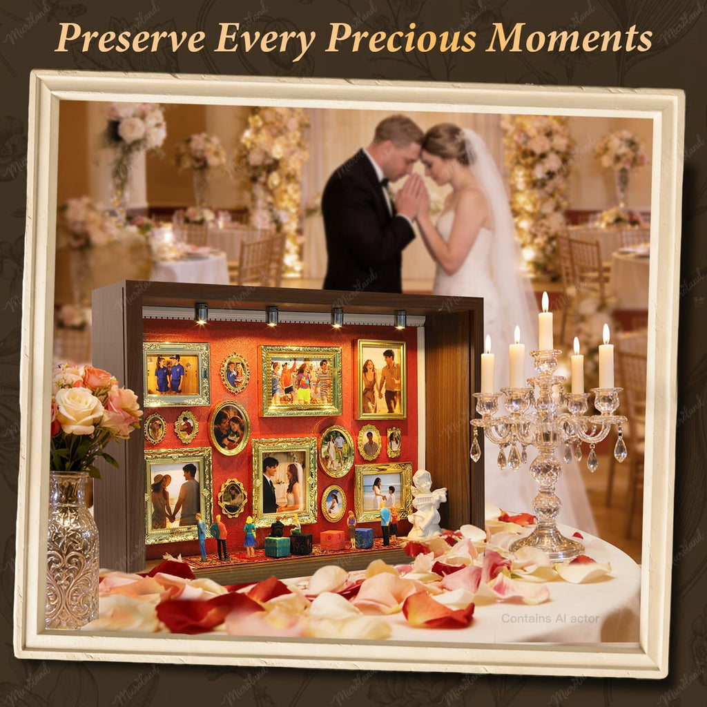 Memory Museum Kit Mini Picture Frame Shadow Box 9×13×3.3", Romantic for Her, Warm Pet Memorial, Personalized Gift for Woman, Wedding, Birthday, Mother, Graduation, Christmas