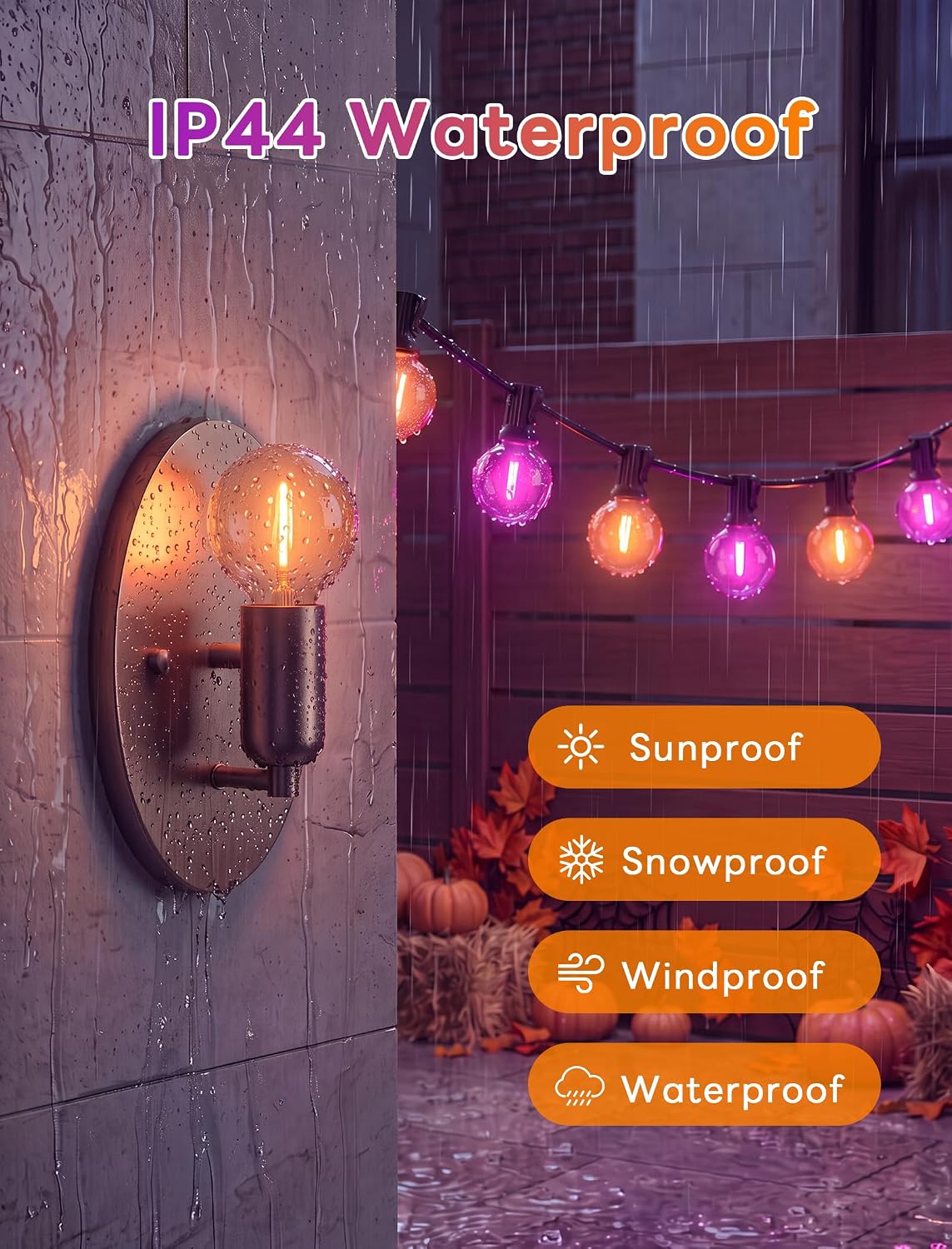 25PK G40 Halloween LED Replacement Purple and Orange Light Bulbs, 0.6W
