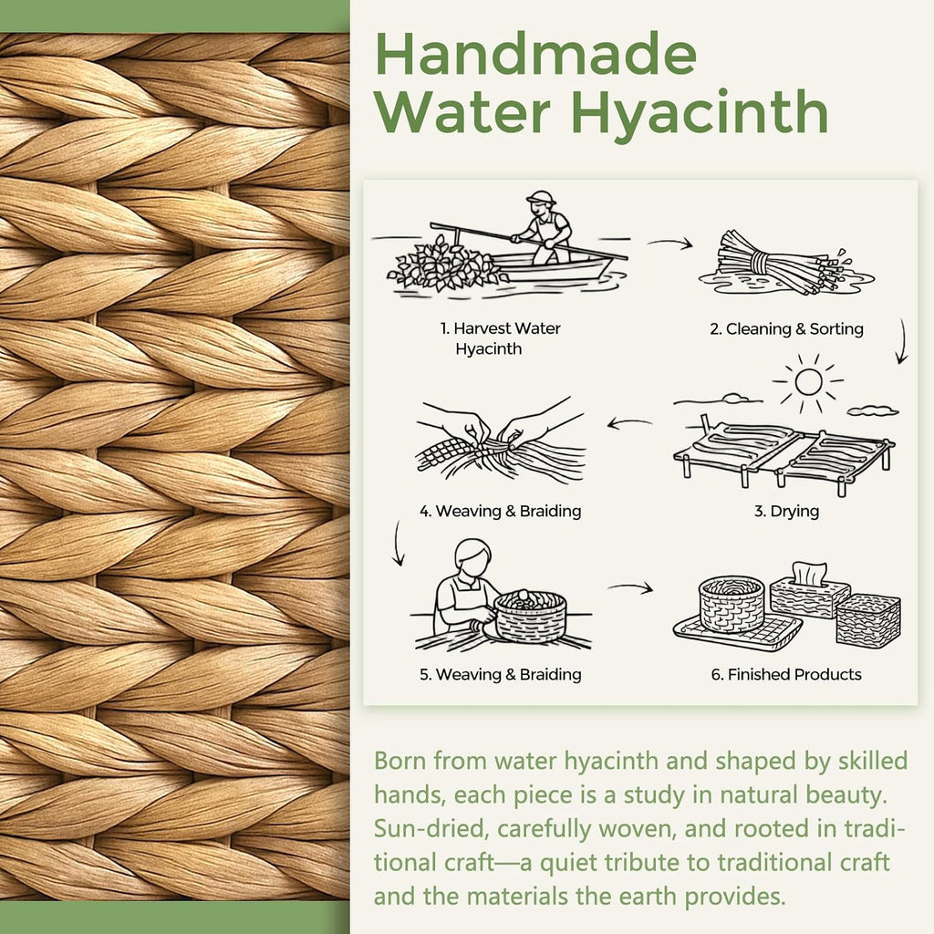 Wicker Tissue Box Cover Square, Handwoven Facial Tissue Napkin Box Holder