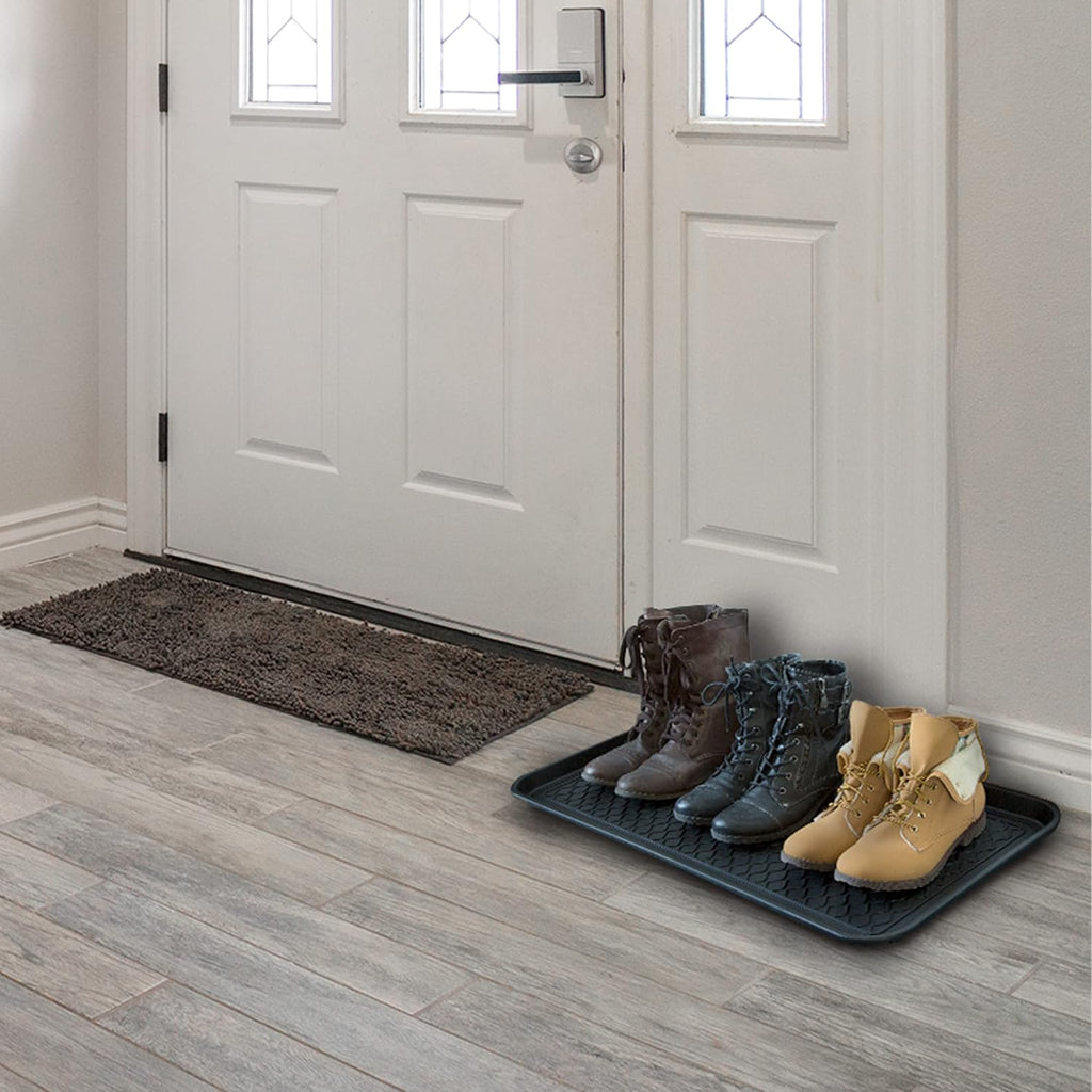 Stalwart All Weather Indoor or Outdoor Boot Mats, Black, Set of 2