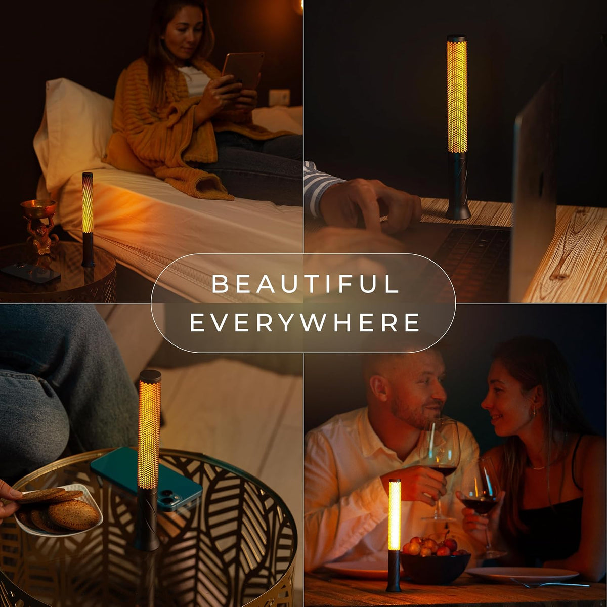 phonar Rechargeable Flameless Candle Lamp, Cordless Ambient Table Light for Bedroom, Romantic Dinner, Restaurant & Cozy Home Decor, Warm Dimmable LED Candlelight