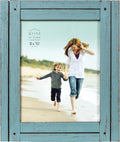 Prinz Homestead 8x10 Distressed Blue Rustic Wood Picture Frame, Two-Way Easel, Tabletop or Wall-Mounted