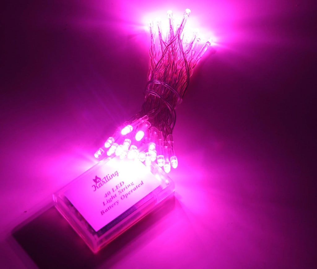 Karlling Battery Operated Valentine's Day Lights, 13ft Pink Fairy Lights