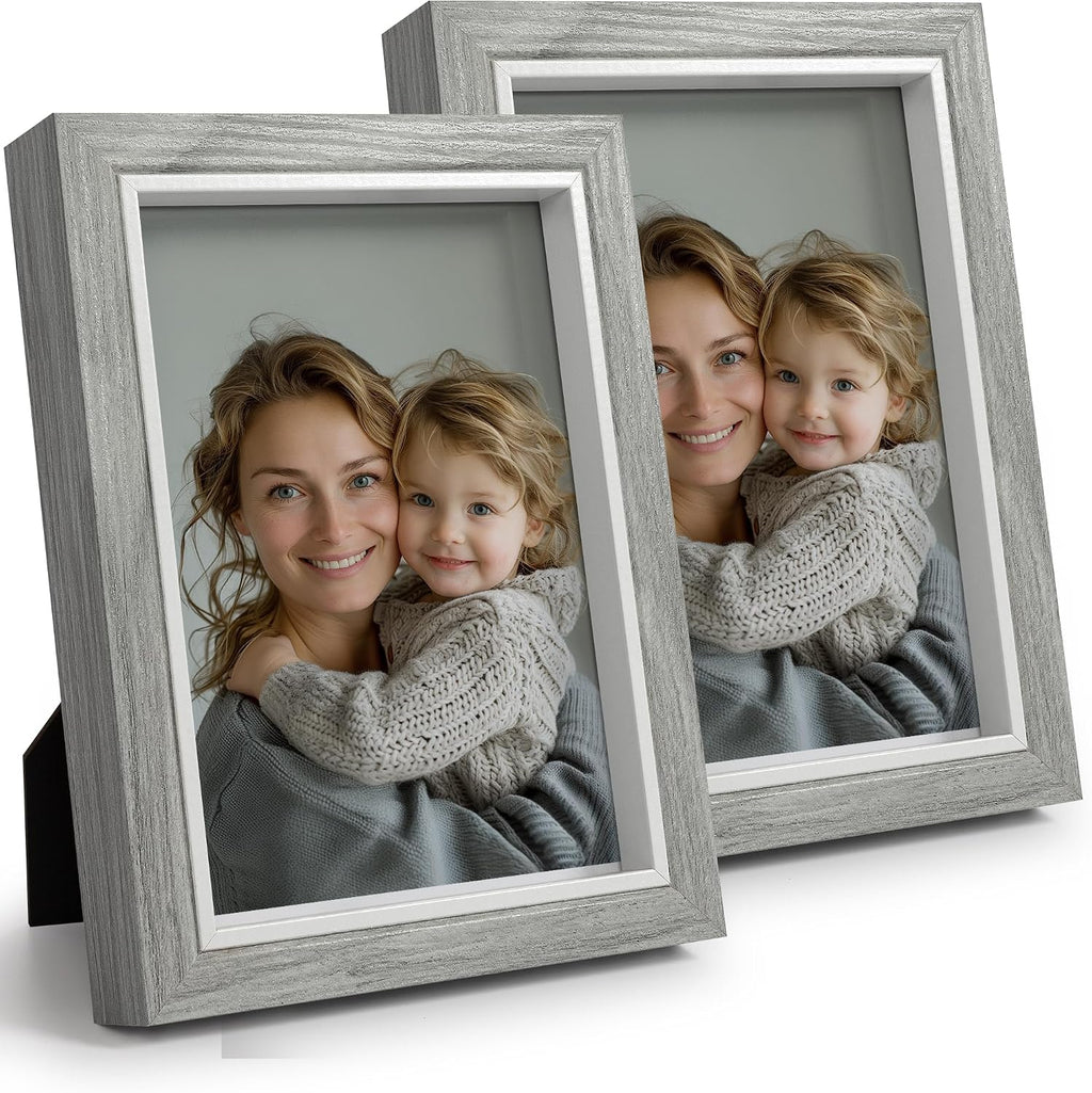 Afuly 5x7 Picture Frame Set of 2, Modern Grey Photo Frame