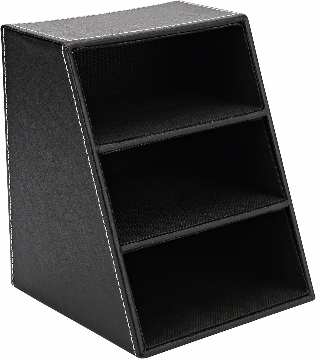 I-MART PU Leather Remote Control Holder Organizer with 3 Compartments, Stylish TV Remote Holder Caddy for Desk Nightstand Coffee Table and Media Accessory Storage (Black)