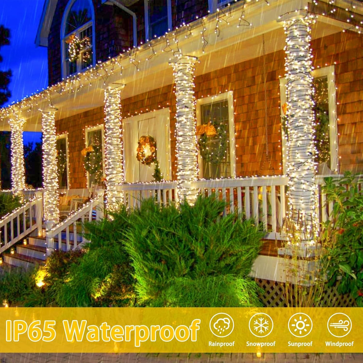 Solar String Lights Outdoor 4 Pack 170FT 480 LED Christmas Light Warm White