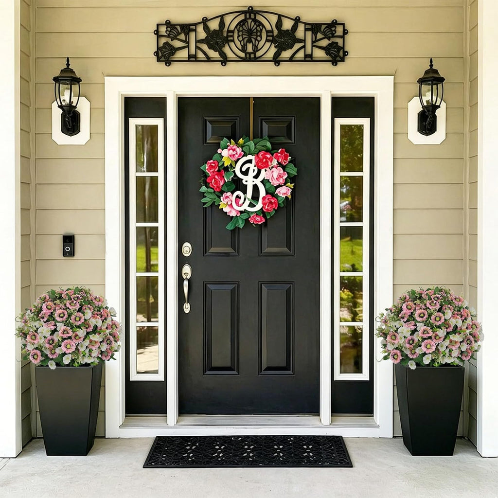 24" Artificial Flowers Topiary Ball Trees, Faux Outdoor Plants