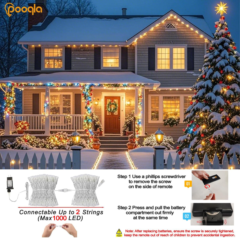 Color Changing Christmas String Lights with Remote, 35 Colors 164FT 500LED String Lights Outdoor Decoration, Indoor Connectable RGB Twinkle Fairy Lights Plug in for Xmas Tree Halloween Decoration