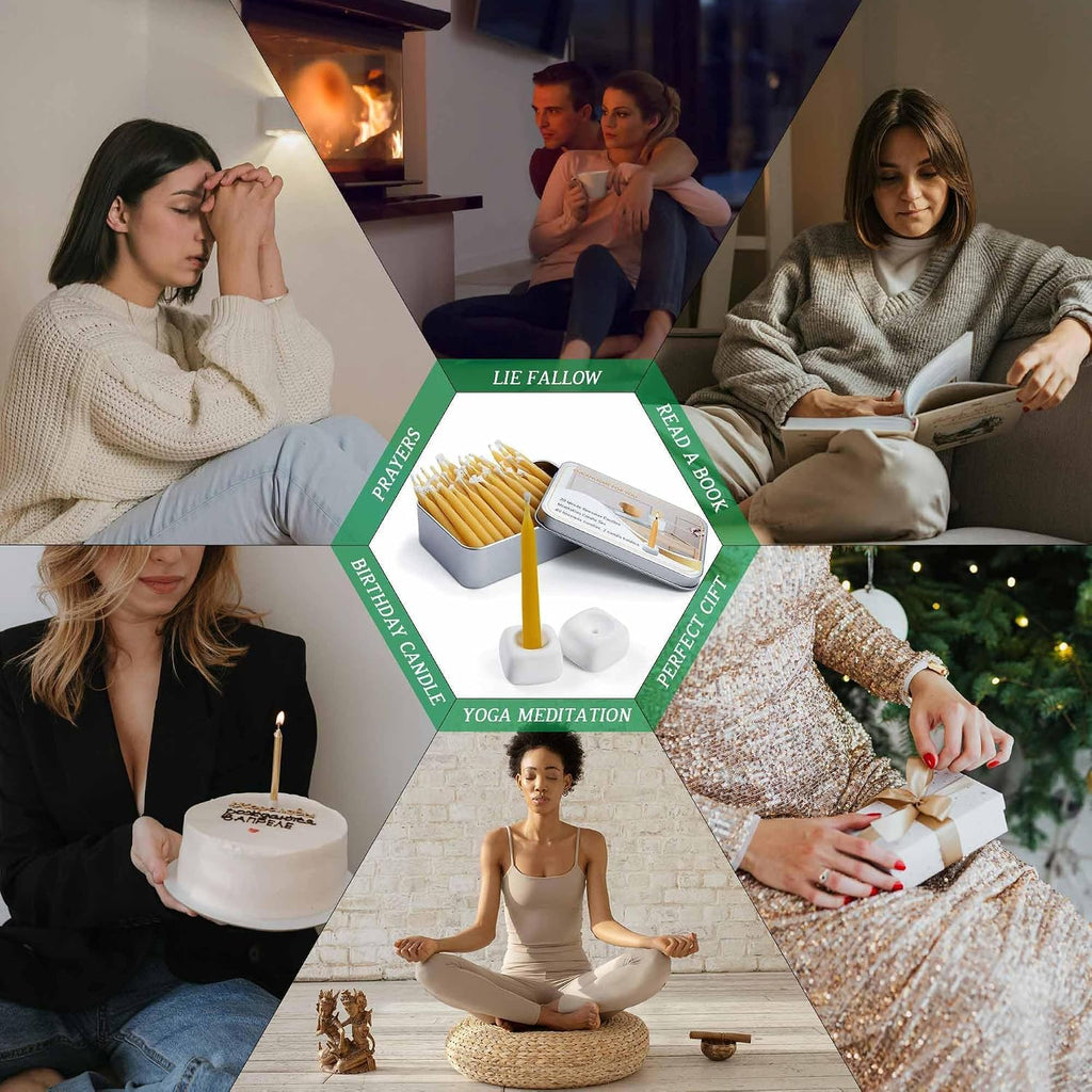 20 Minute Candles Set,2.6 Inch Beeswax Taper Meditation Candles 40Pcs