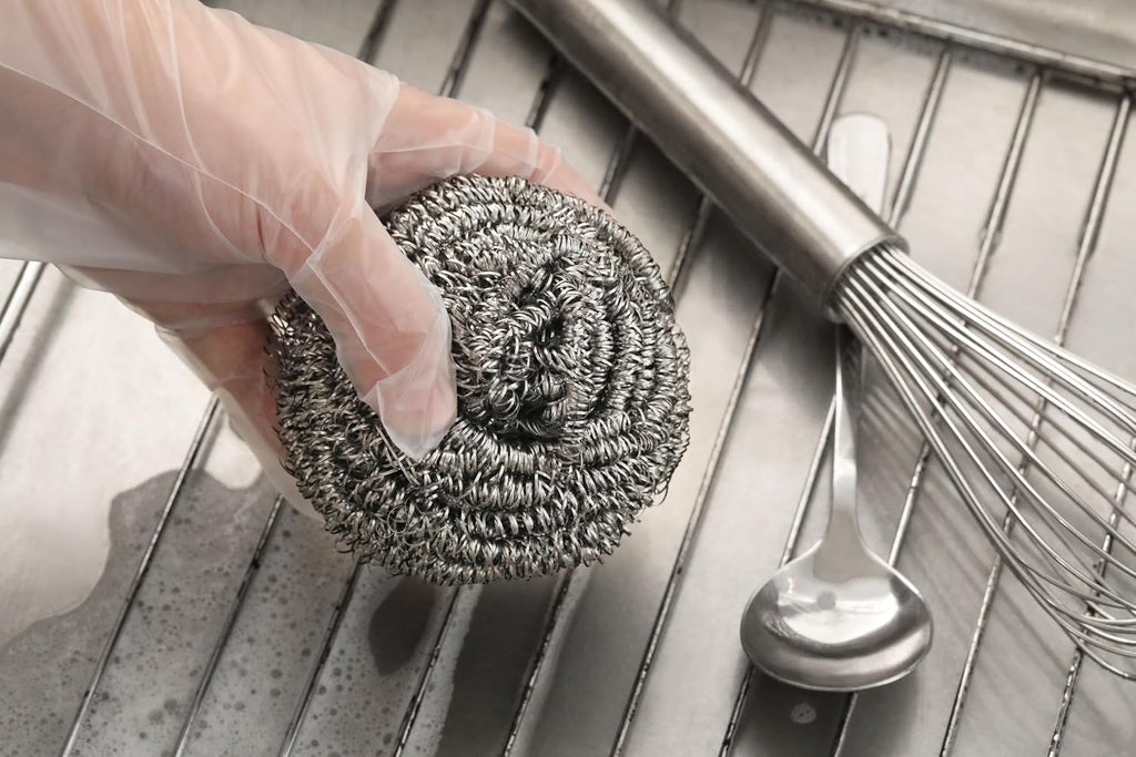 New Star Foodservice Extra Large (50 Grams) Stainless Steel Sponges Scrubbers, Set of 12