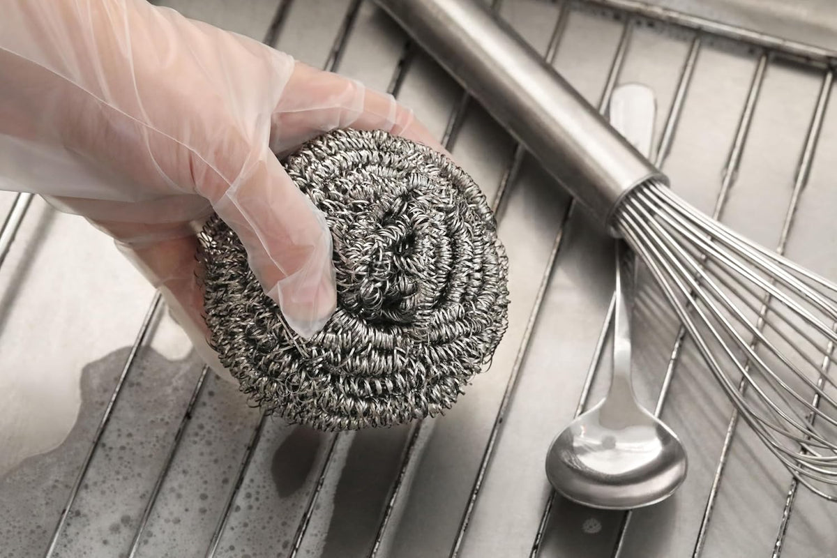 New Star Foodservice Extra Large (50 Grams) Stainless Steel Sponges Scrubbers, Set of 12