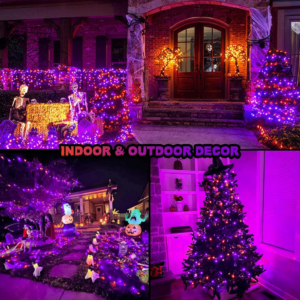 JMEXSUSS 66ft 200 LED Orange and Purple Halloween String Lights, Plug in
