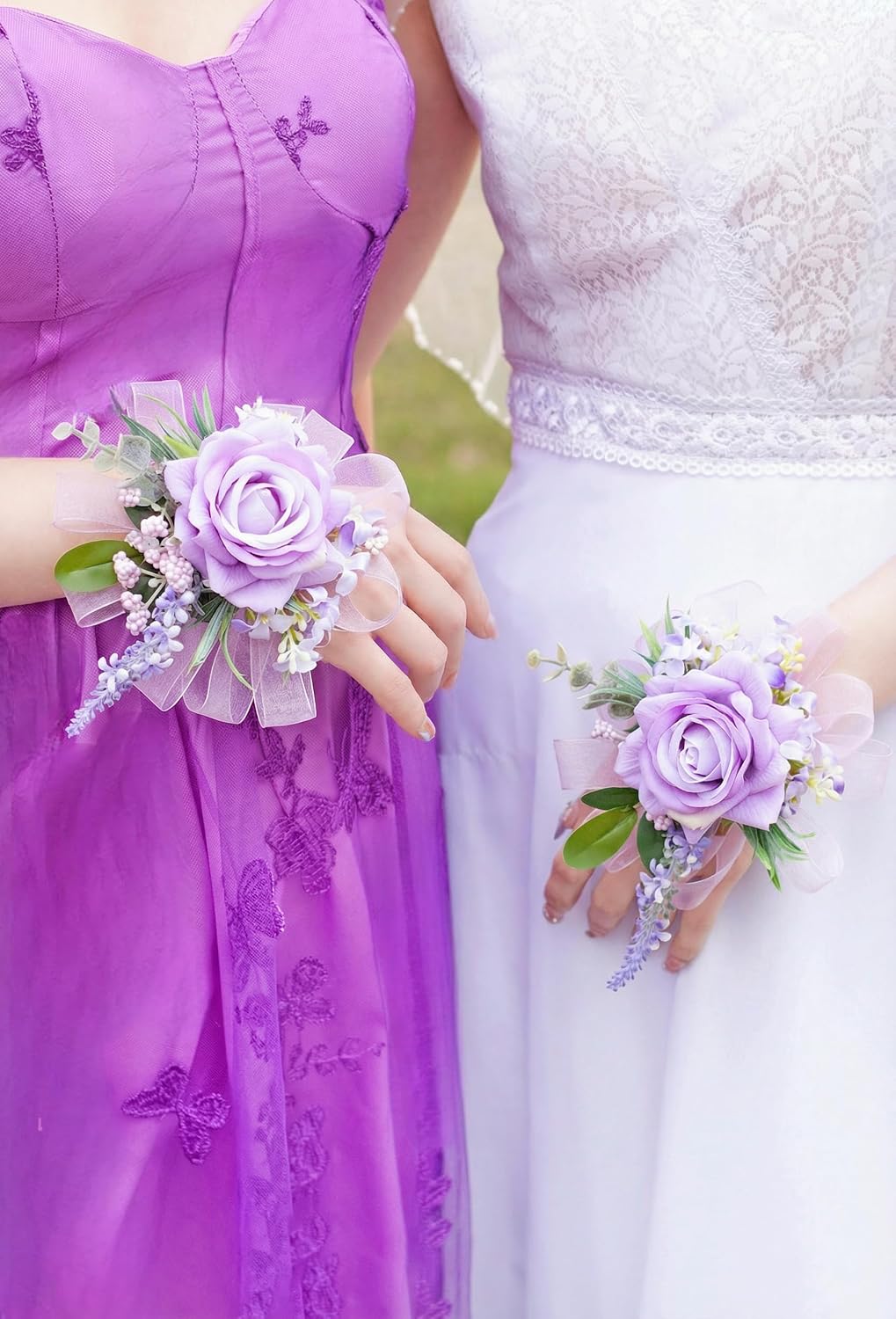 Purple Corsage and Boutonniere Set Girl Prom Corsage Wristlet
