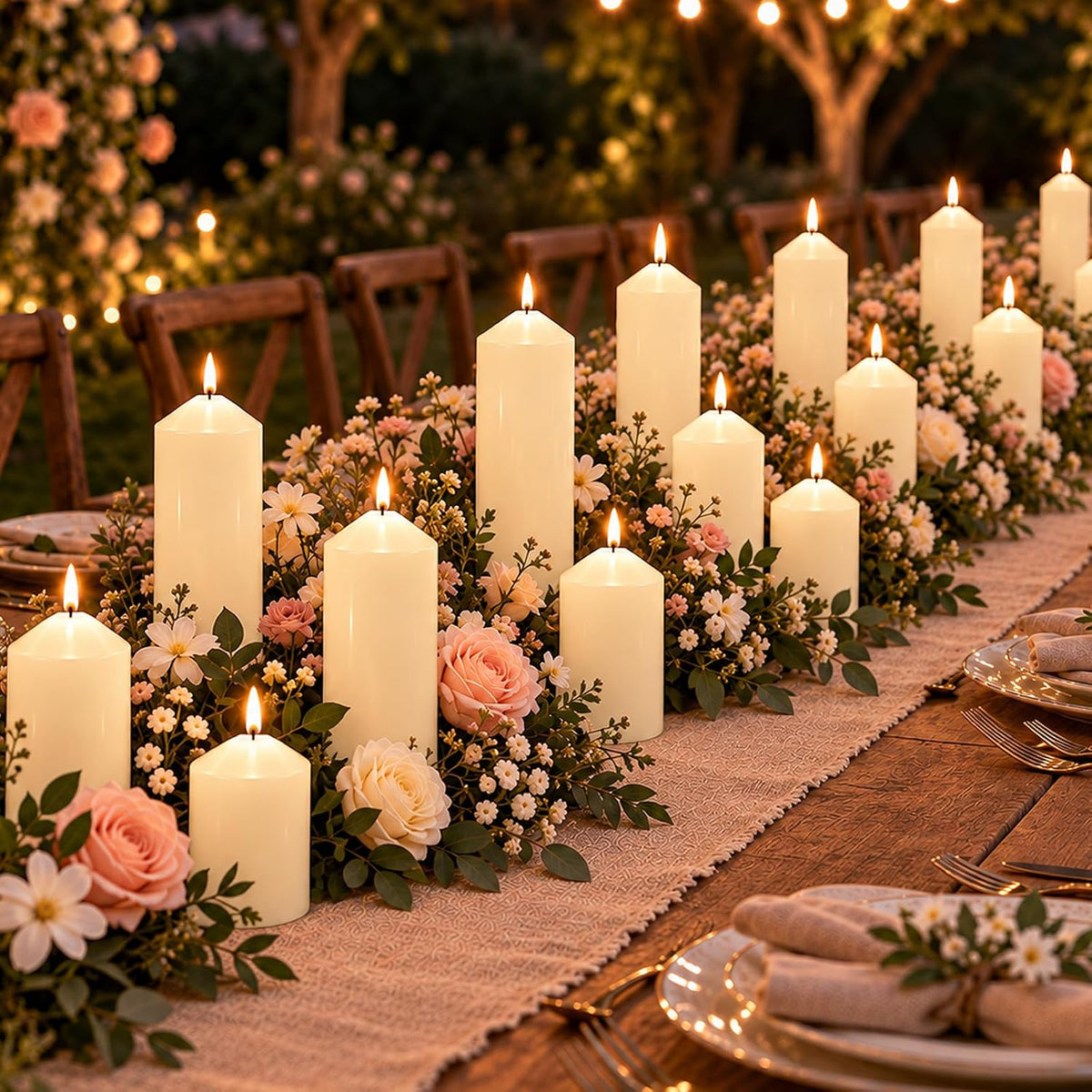 Pillar Candles Ivory Bulk 2x3 2x6 2x8 Inch, Unscented Candle, 36 Set
