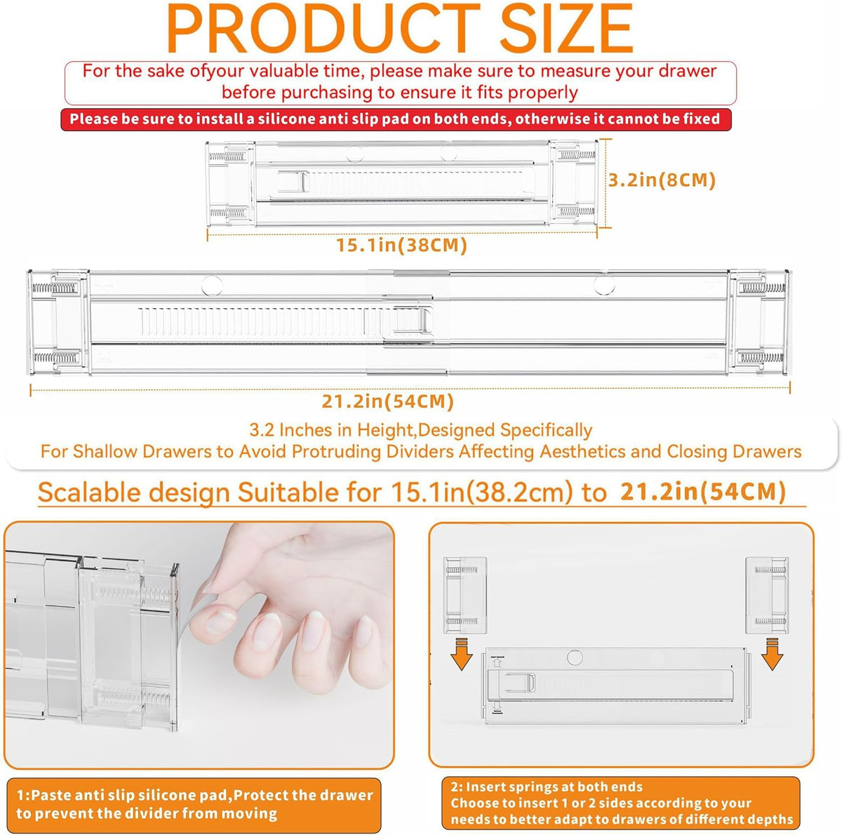 Yieach 12 Pack 3.2 Inch Shallow Acrylic Drawer Dividers for Clothes
