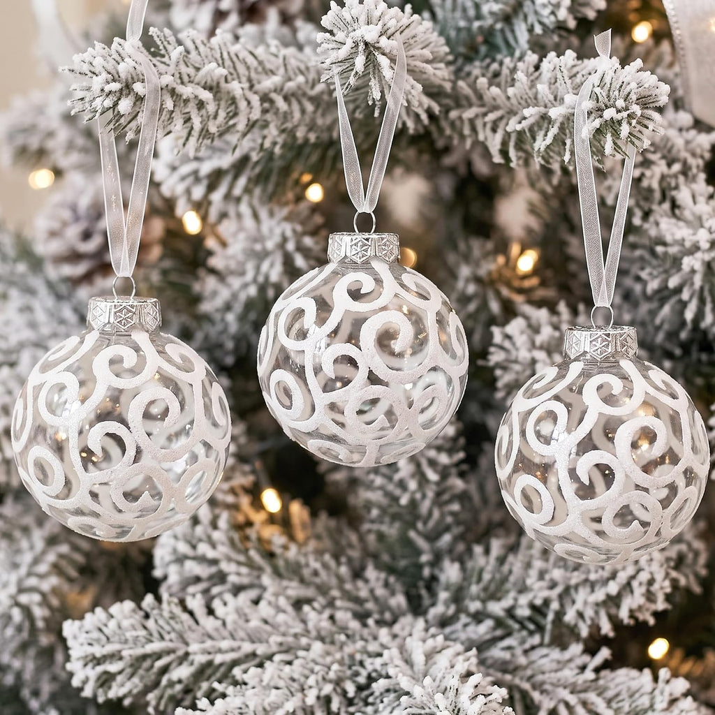 Christmas Balls, White Shatterproof Christmas Tree Ball Ornaments, Small 2.36 Inch 4 Sets
