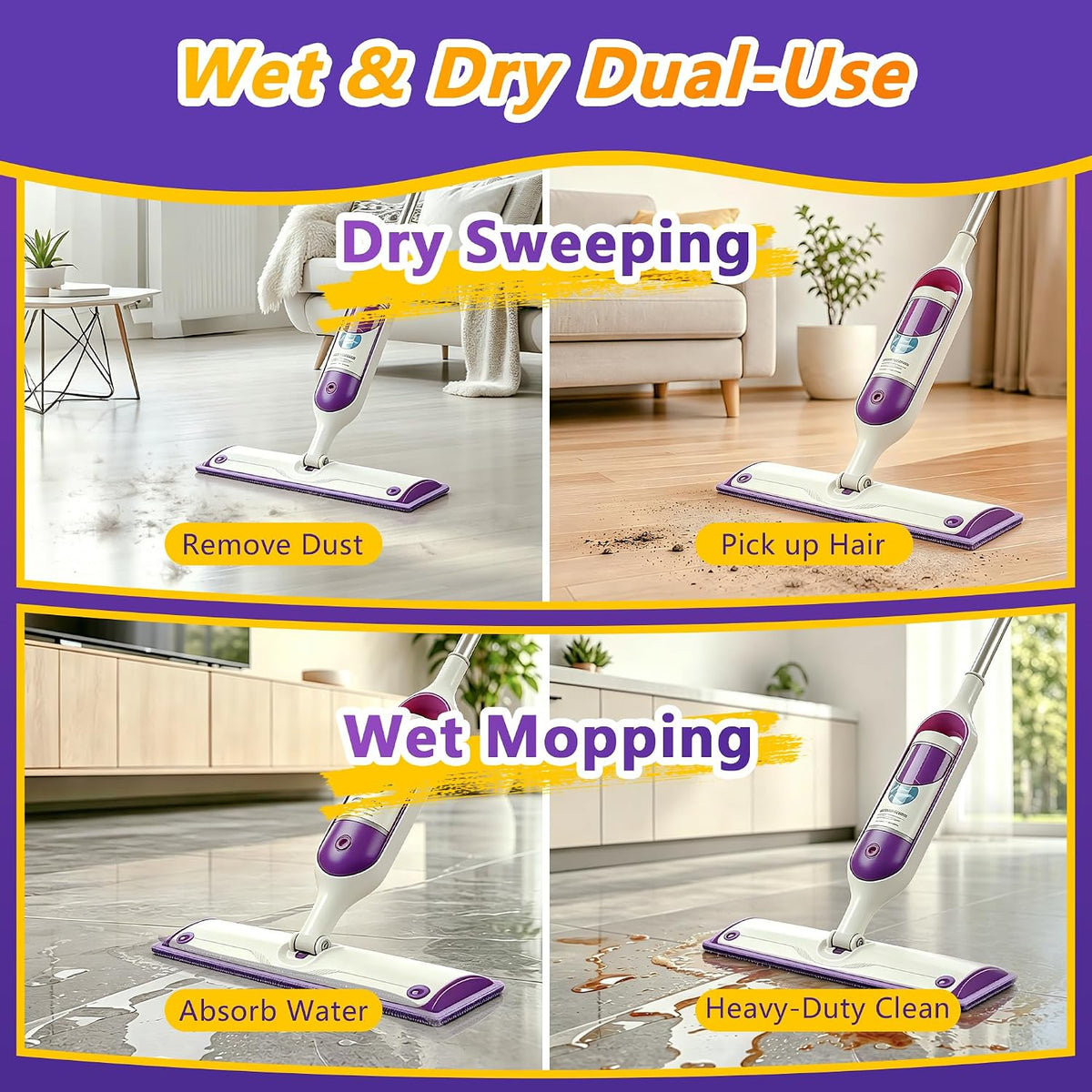FIXSMITH Power Mop Pads Compatible with Swiffer Power Mop, 8 Pack Reusable PowerMop Refills for 13"-15" Spray Mops, Microfiber Household Replacement Pad for Floor Cleaning