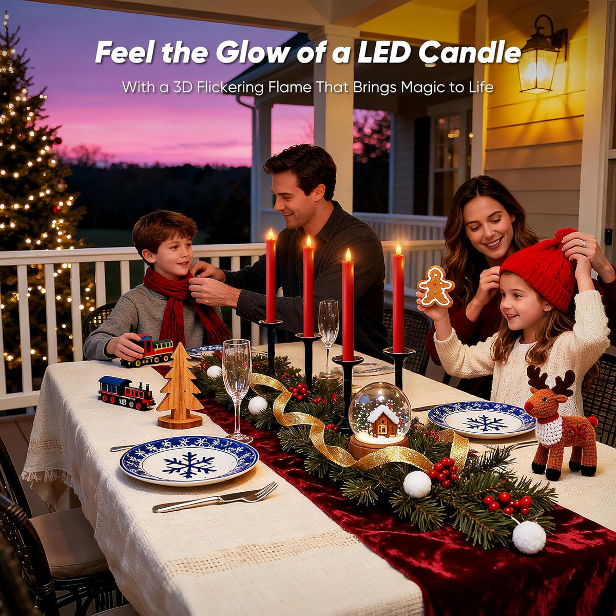 Homemory 12 Pcs Waxy Red Flameless Taper Candles with Remote, Led Flameless Candlesticks Classic Tall Candle, Flickering Battery Operated Taper Candles for Bedroom, Dining Room, 9.6 inches