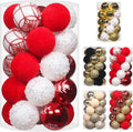 25PCS 2.36In Velvet Red/White Christmas Ball Tree Ornaments Decorations Set