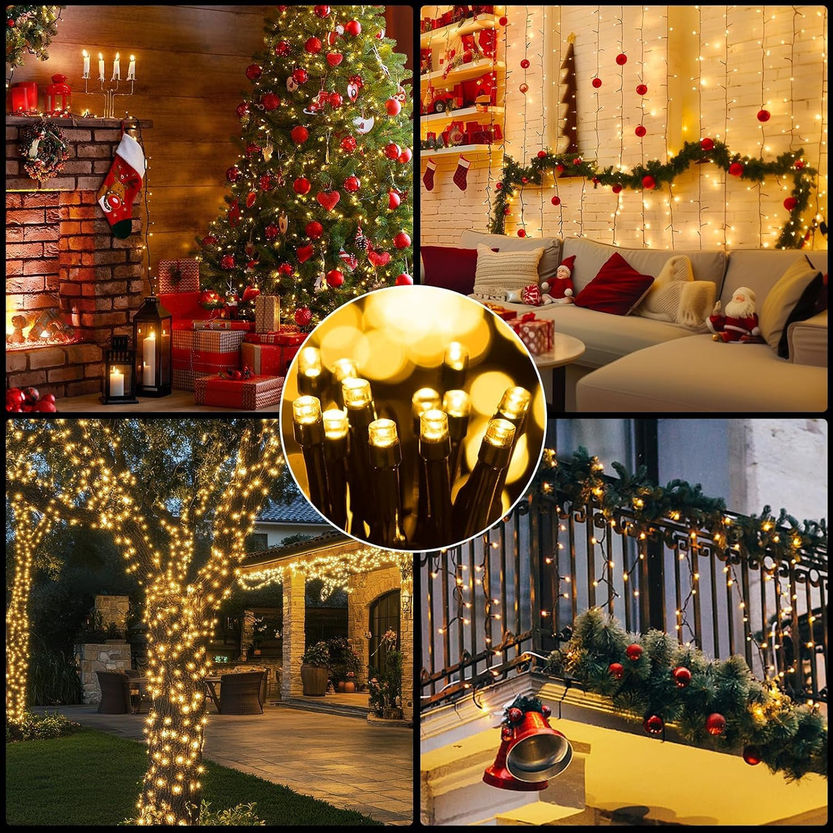 Christmas Lights Plug-in 52FT 800LEDs Cluster String Lights Indoor Outdoor
