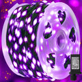 WATERGLIDE Extra Long 328 FT Halloween Lights, 1000 LED Outdoor Fairy String Light, Green PVC Copper Wire Christmas Lights, Plug in 8 Modes & Waterproof for Tree Party Home Yard Decor, Purple