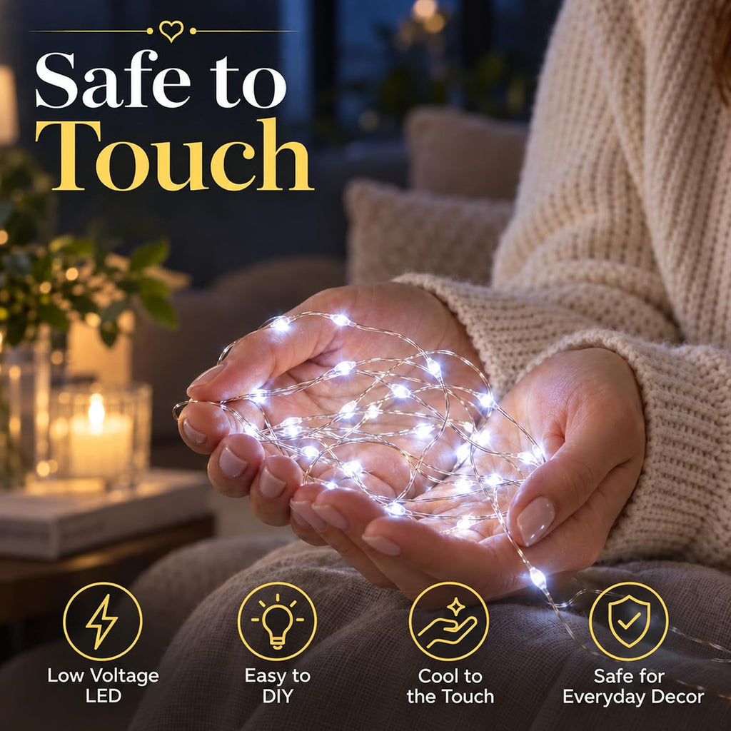 Adamonda 4 Pack Twinkle Fairy Lights Battery Operated,80FT Total (20FT per Strand), 240 Mini LEDs, IP65 Waterproof String Lights for Bedroom Christmas Party Indoor & Outdoor Decoration(Cool White)