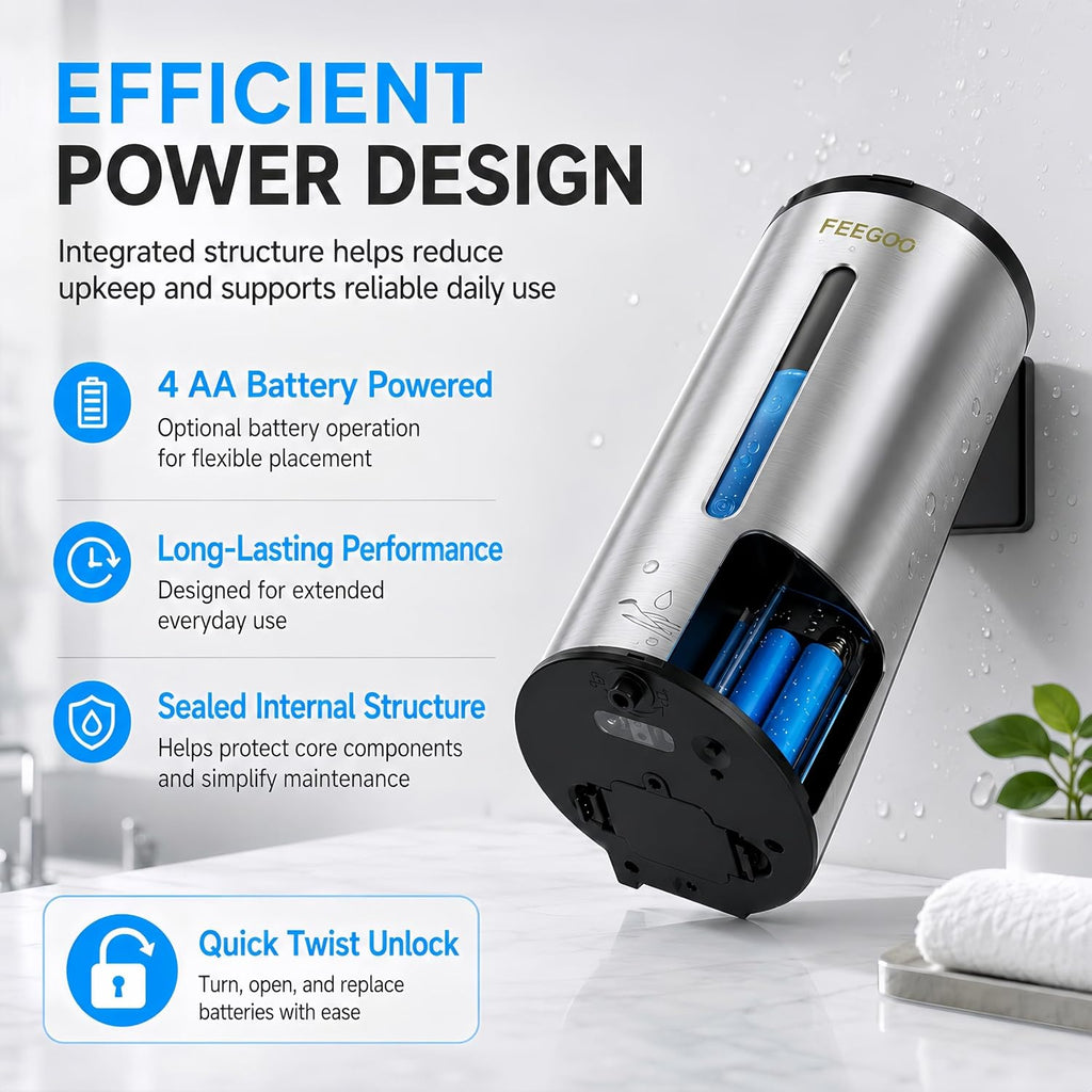 Touchless Soap Dispenser, 5-Level Output, Stainless Steel, Silver