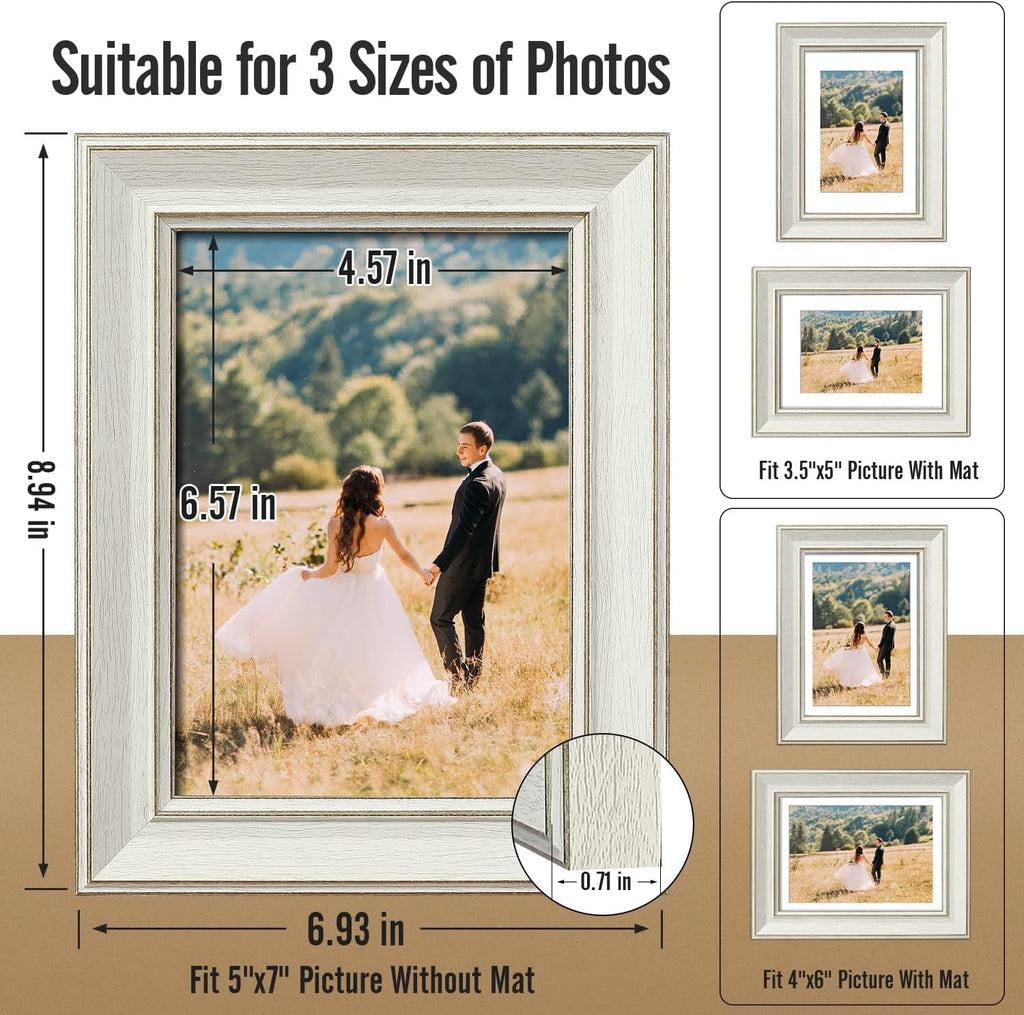 5x7 Picture Frame with Mat, 5 x 7 Assorted Photo Frame Set, 4 Pack