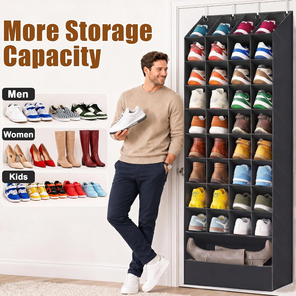 UVIAHOMI 30-40 Pairs Over the Door Shoe Organizer, 36 & 1 Big Boot Pockets
