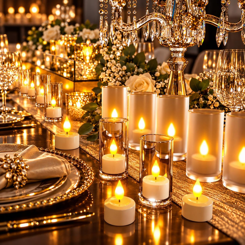 SoulBay Rechargeable Tea Lights with Remote, 12pcs Flameless Flickering LED Candles with Timer & USB Charging Cable, No Battery Needed, for Home Lantern Table Party Holiday Decorations