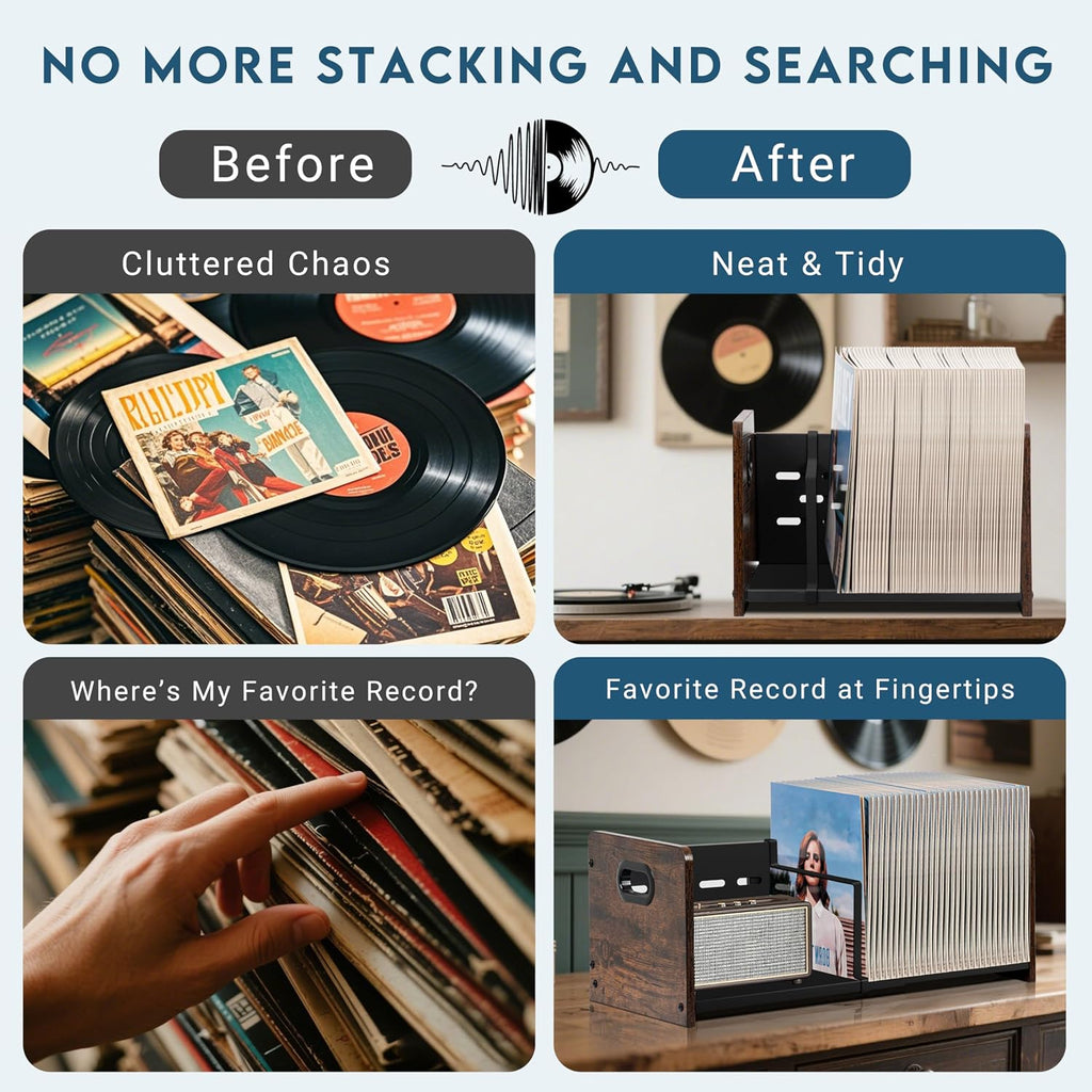 Expandable Vinyl Record Storage Rack, Holds 60-120 LPs, Magazine Rack
