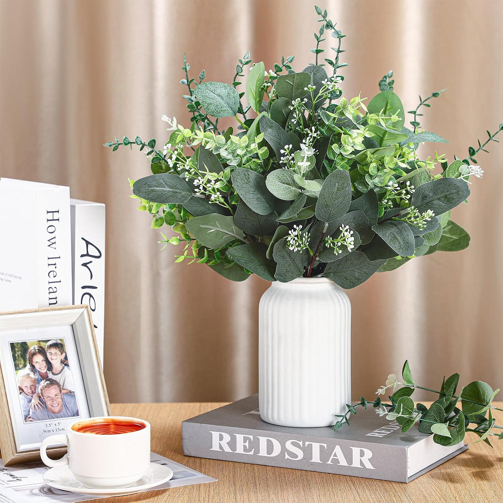 Ceenna 200 Pcs 6 Kind Mixed Eucalyptus Leaves Stem Bulk Artificial Greenery