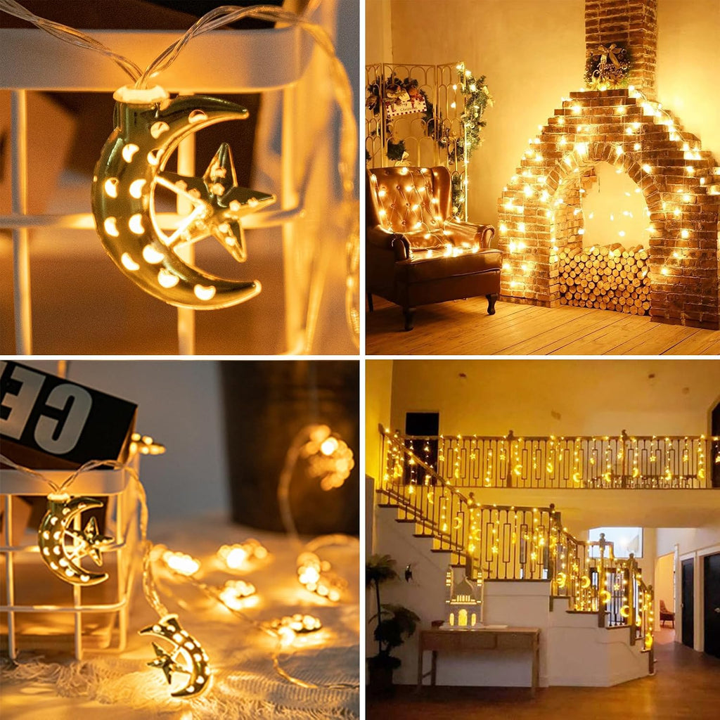 Vigdur Moon String Lights, 10FT Moon Lights Battery Operated with Timer