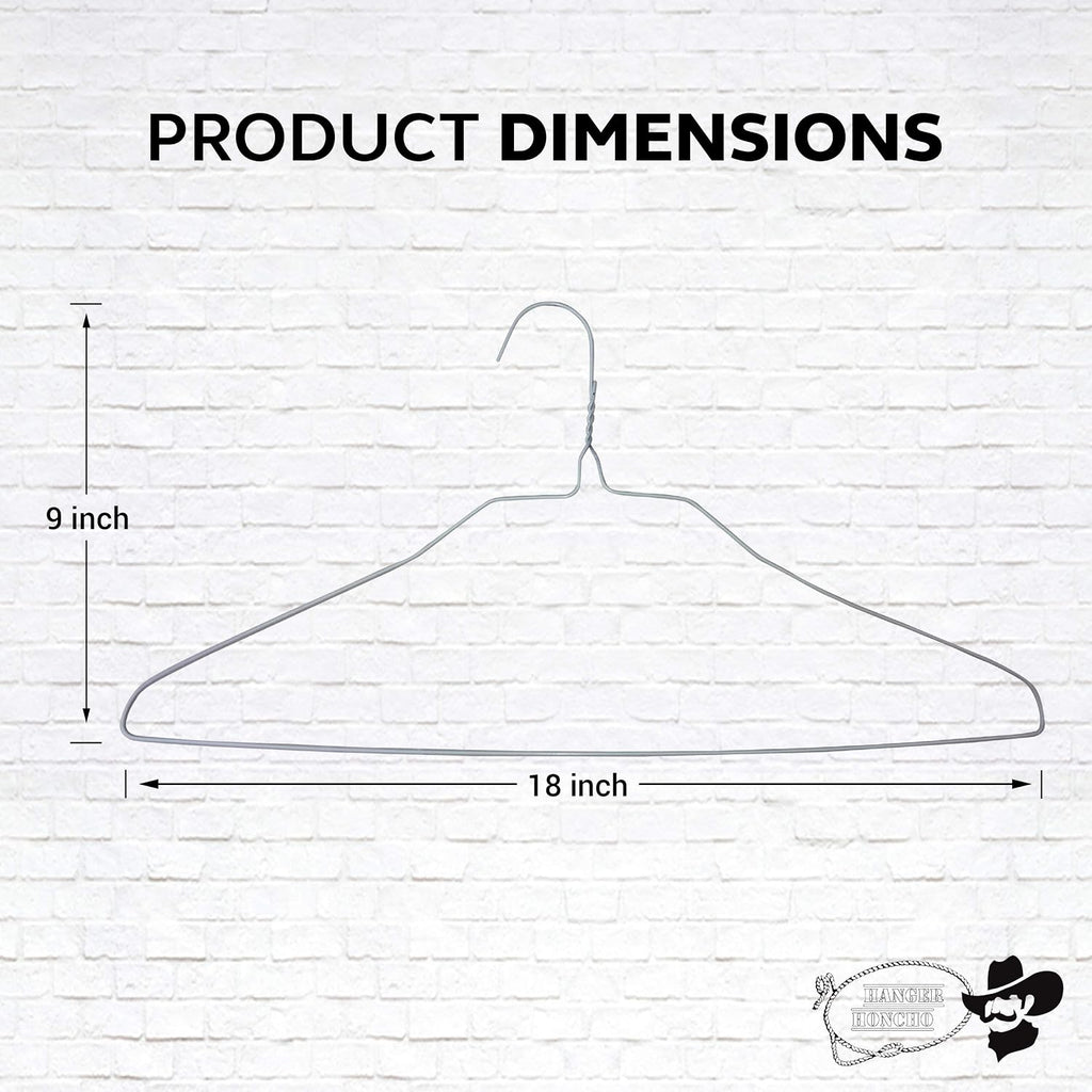 Wire Metal Clothes Hangers 50 Pack for Standard Size Shirts, Pants, Skirts, Space Saving, Non Slip,18 Inch 14.5 Gauge Ultra Thin Standard Dry Cleaner Coated Steel (50, White)