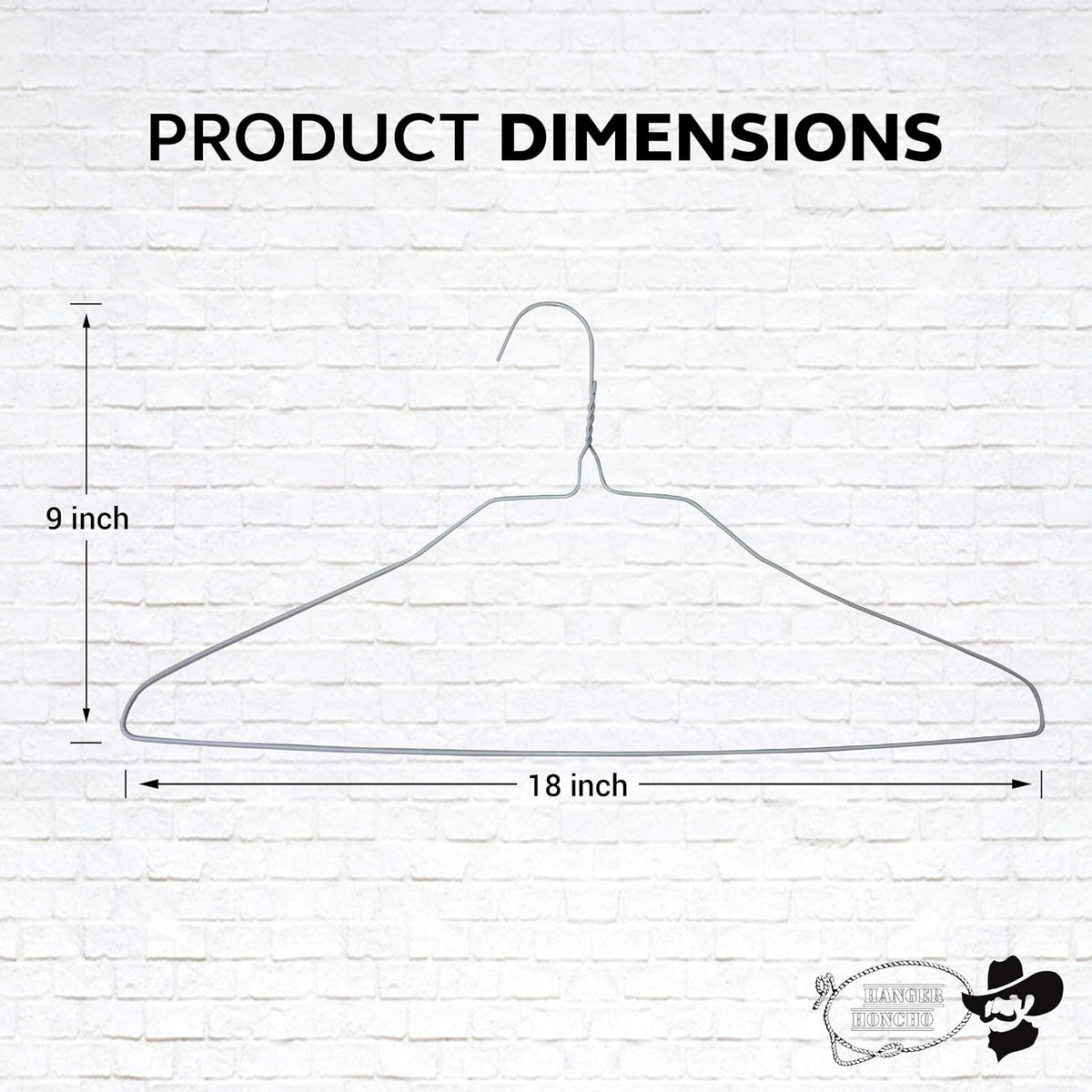 Wire Metal Clothes Hangers 50 Pack for Standard Size Shirts, Pants, Skirts, Space Saving, Non Slip,18 Inch 14.5 Gauge Ultra Thin Standard Dry Cleaner Coated Steel (50, White)