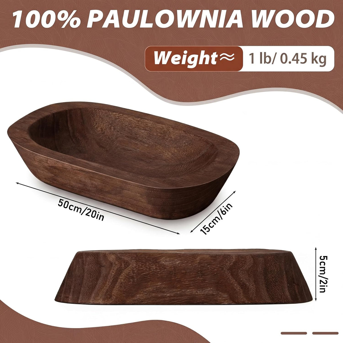 FoldTier 4 Pcs Wooden Dough Bowl Wood Decorative Rustic Wooden Bowls Table Centerpiece for Living Room Home Dining Room Kitchen Easter Decoration(Retro,10'' X 6'' X 2'',Classic)
