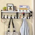 29'' White Coat Rack Wall Mount with Shelf, Solid Wood Coat and Key Hanger with 11 Metal Hooks, Farmhouse Wall Organizer for Mail, Entryway Wall Hangers for Hats, Clothes, Backpacks, Mudroom