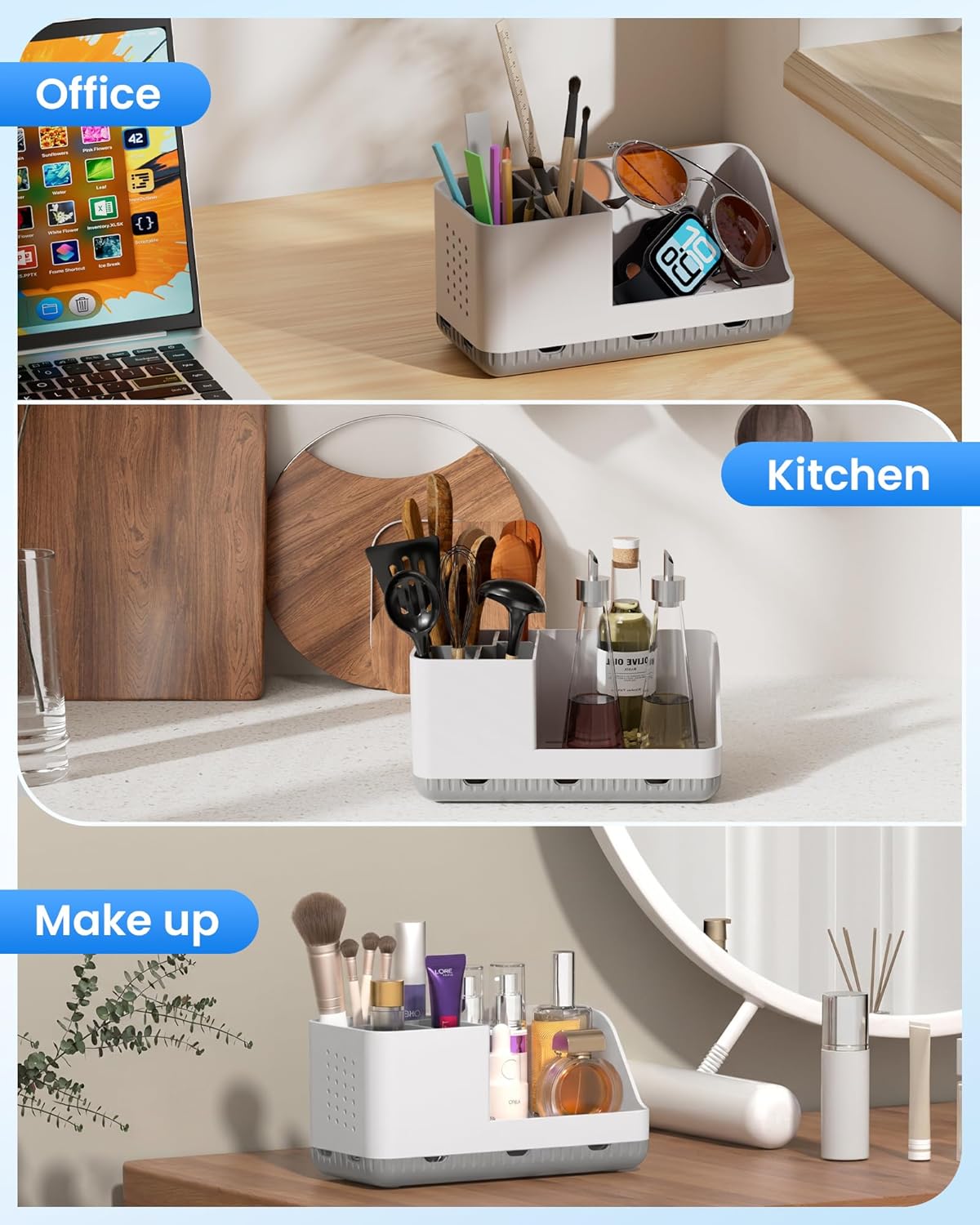 Toothbrush Holder Bathroom Counter Organizer & Storage Detachable