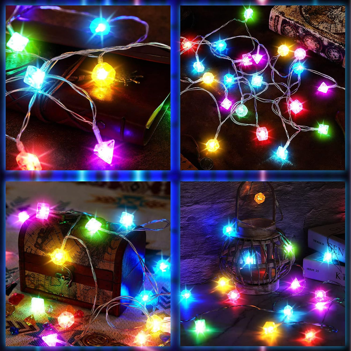Wettarn 10 ft Polyhedral Dice String Lights, LED Dice Lights