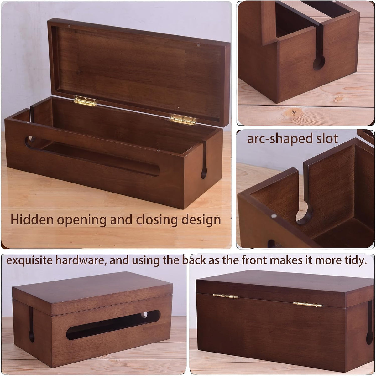 Cable Management Box, Solid Wood Cord Hider, Large Wire Organizer