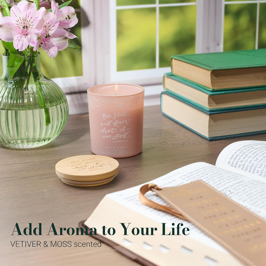 Christian Art Gifts Soy Wax Scented Candle: Be Still & Know Bible Verse
