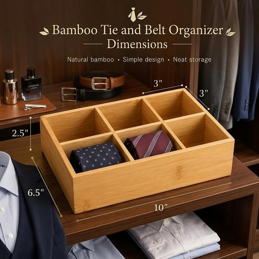 Closet Drawer Organizer Divider - 2 Pack Bamboo Holders Organizers