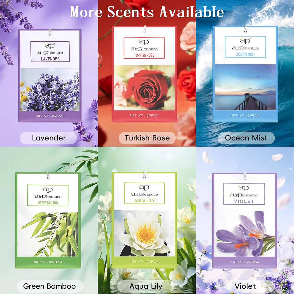 Green Bamboo Scented Sachets Bag 6 Pack for Drawer & Closet, Long-Lasting Sachets Bag Wardrobe Freshener, Drawer Deodorizer Fresh Scents Home Fragrance Air Freshener Bags for Home Room